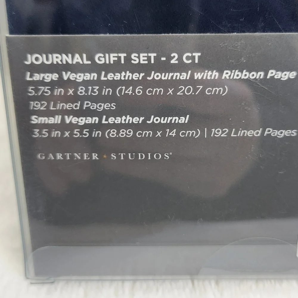Gartner Studios Navy Blue Silver Gray Vegan Leather Journal 2 Piece Gift Set NWT